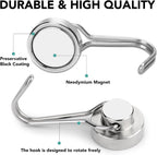 MIKEDE 12 Pack Magnetic Hooks, 40LB Heavy Duty Neodymium Magnet Hooks, Strong Magnetic Swivel Hooks for Hanging, Magnets with Hook Magnetic Metal Hanger for Fridge, Toolbox, Storage