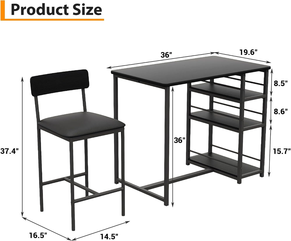 GarveeLife Farmhouse Counter Height Kitchen Table with 2 Bar Stools