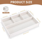 KINGFOM PU Leather Desk Drawer Organizer, 4 Compartment Office Supplies Stationery Storage Tray, Desk Organizers and Accessories Drawer Organizer Tray for Home, Makeup, Jewelry Stackable White