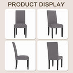 LSSBOUGHT Set of 2 Fabric Upholstered Dining Chair with Nailheads and Sturdy Wooden Legs (Gray, 6PCS)