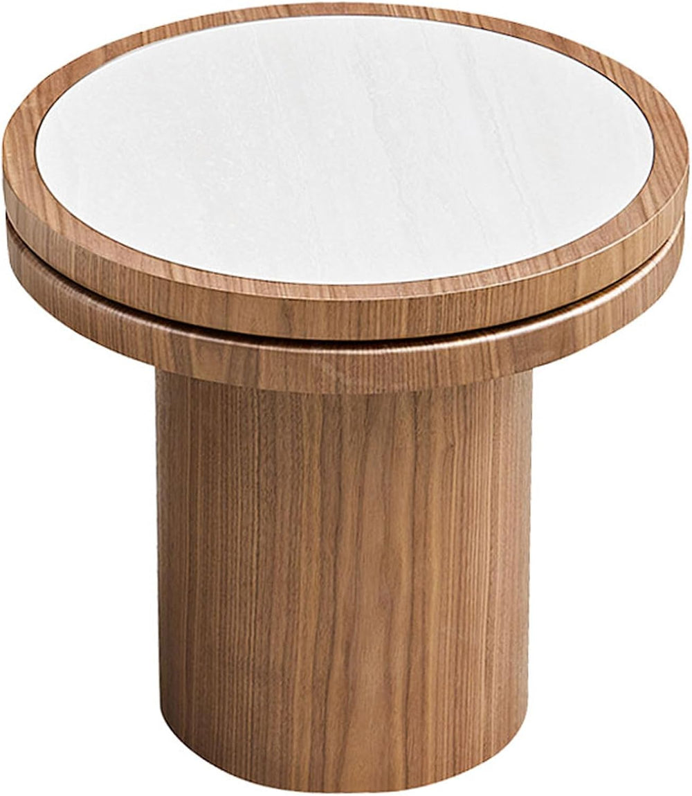 Round End Table, 19.49'' Mid Century Modern Faux Marble Side Table, C...
