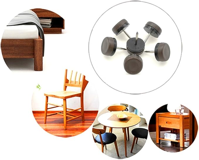 ALIMITOPIA 40pcs Furniture Glide Nail-in Thickened Nylon Chair Glide Slider Furniture Pad Floor Protector for Wooden Furniture Chair Tables Leg Feet(Φ30mm or 1.2";Brown)