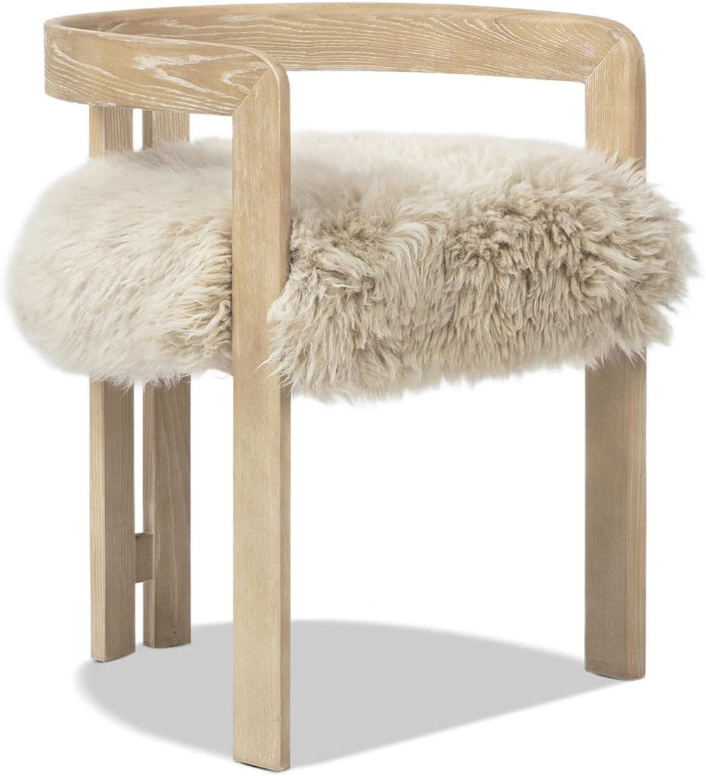 Jennifer Taylor Home Millwick 21" Low Back Genuine Fur Dining Chair, Nat...