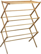Collapsible Bamboo Drying Rack – Foldable Laundry Drying Stand for Indoor/Outdoor Use – Space-Saving Clothes Rack for Towels, Blankets & Delicates