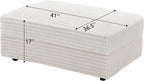 Modern Corduroy Sofa Storage Ottoman, Upholstered Memory Foam Footrest (Beige Footrest)