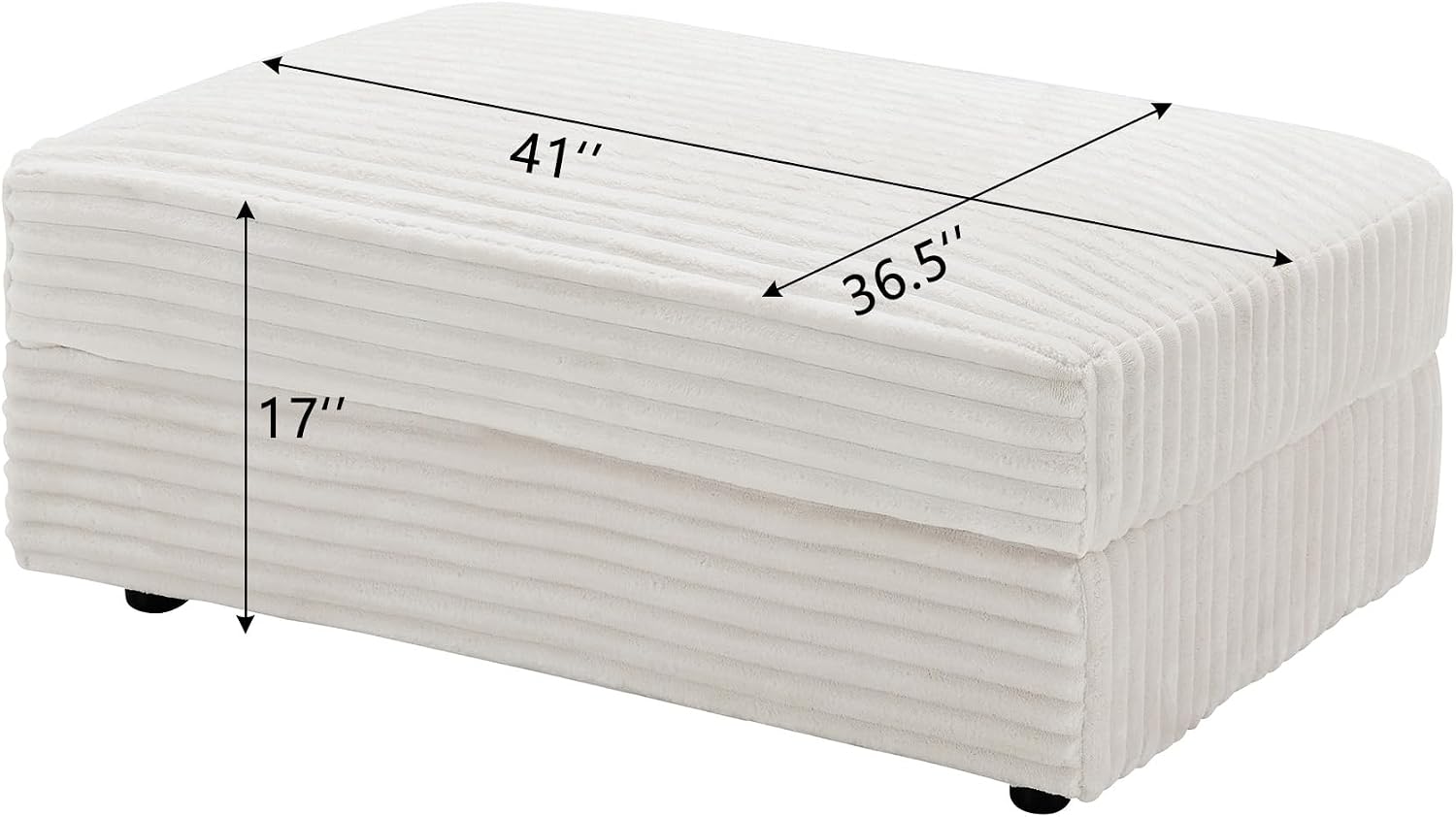 Modern Corduroy Sofa Storage Ottoman, Upholstered Memory Foam Footrest (Beige Footrest)
