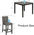 Dining Table Set for 4, 5-Piece Kitchen Table & Chairs Set with Square Wooden Table & 4 Upholstered Chairs, 35.5'' Dinner Set with Solid Wood Legs & Curved Backrest for Kitchen, Black