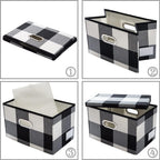 PRANDOM Large Collapsible Storage Bins with Lids [3-Pack] Fabric Foldable Storage Boxes Organizer Containers Baskets Cube with Cover for Home Bedroom Closet Office Black and White (17.7x11.8x11.8)