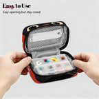 Retro Black Cat Flowers Pill Organizer Travel Medicine Case with Zipper Daily Vitamin Storage Bag Portable 8 Slot Weekly Pill Box Supplement Holder for Home Office Gym Travel
