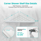 2-Pack 10" Wall Mounted Corner Shower Shelf - No Drilling Recessed Bathroom Shelves, Triangular Shower Caddy Organizer, Rustproof Stainless Steel Shower Shelves for Tiled Walls(Brushed)