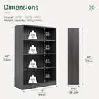 NicBex 48" Heavy Dute Wood Bookcase with Adjustable Shelves, Modern Manga Bookshelf for Living Room, Office, Small Spaces, Manga and Book Shelves Storage, Tip-Over Resistant, 33" Wide Grey