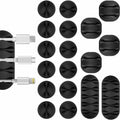 Cable Clips Cord Holder - 18 PCS Black Adhesive Phone Cord Organizer Charger Holder Cable Wire Management Clips Keeper for Nightstand, Desk, Office or Mouse