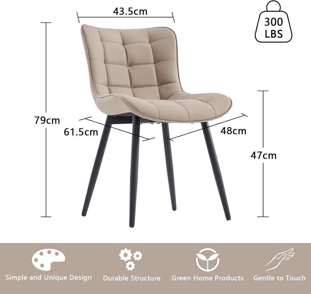 YOUTASTE Khaki Dining Chairs Set of 2, Comfy Faux Leather Upholstered Kitchen...
