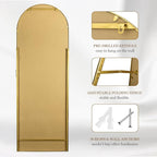 Arch Full Length Mirror with Stand, 65"x22" Floor Standing Large Dressing Mirror Hanging or Leaning Against Wall for Bedroom Living Room, Antique Gold