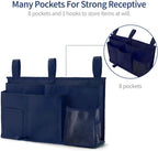 Bseash Bunk Bed Organizer, Bedside Caddy Hanging Bed Organizer Storage Bag 8 Pockets, for College Dorm Rooms Bed, Hospital Bed, Baby Bed Rails, 600D Oxford Cloth (Navy Blue)