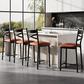 GarveeHome Bar Stools Set of 4, Counter Height Bar Chairs with Back and Thick Cushion, Upholstered Dining Chairs with Padded Seat, Barstools for Kitchen Island, Bar, Dining Room, Modern Brown