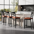 GarveeHome Bar Stools Set of 4, Counter Height Bar Chairs with Back and Thick Cushion, Upholstered Dining Chairs with Padded Seat, Barstools for Kitchen Island, Bar, Dining Room, Modern Brown