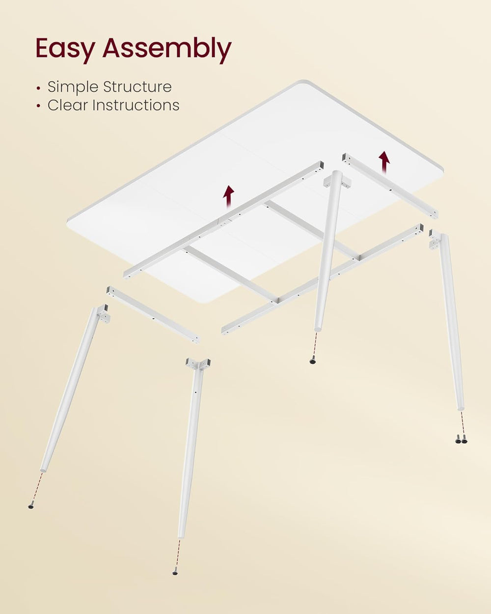 VASAGLE 55.1" Dining Table for 4-6 People, Modern Kitchen Table, Heat-Re...