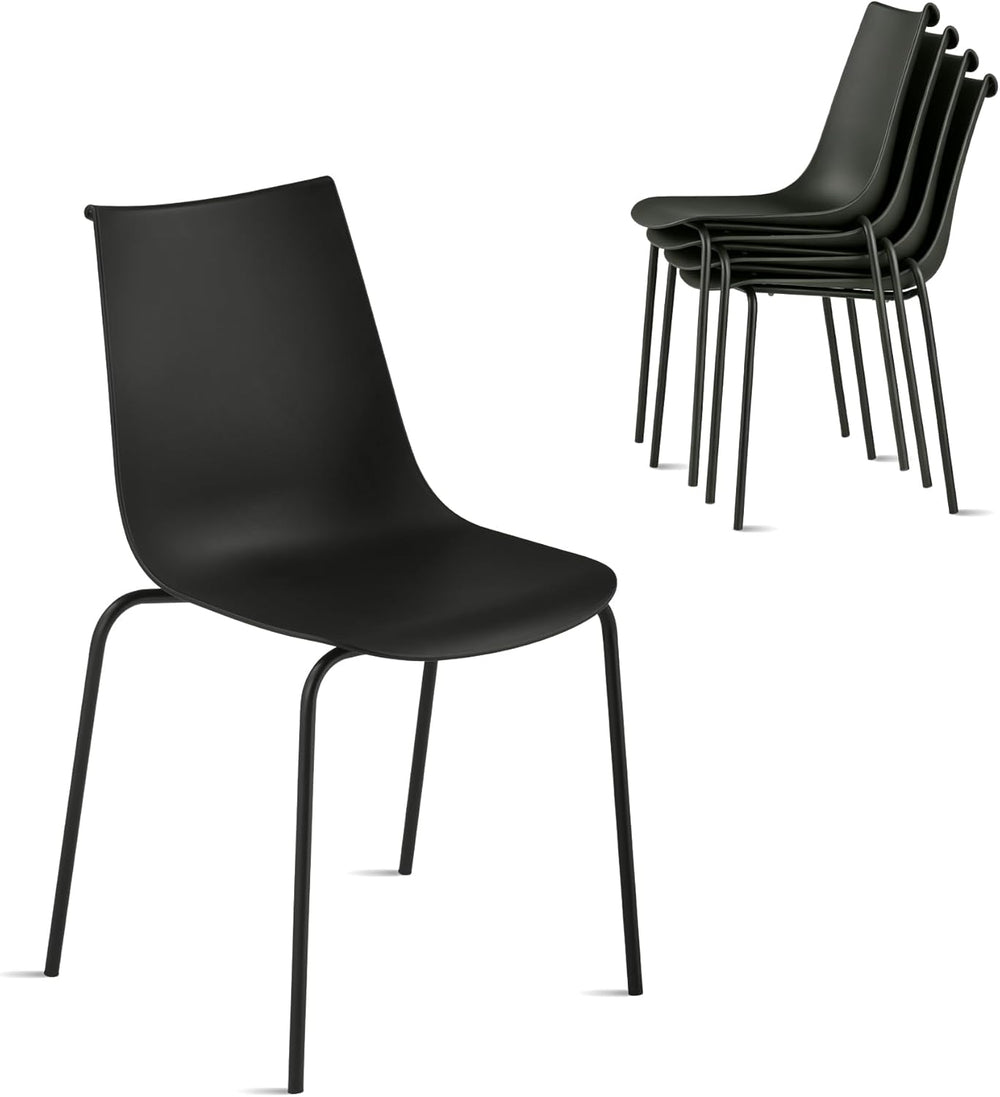 KISLOT Dining Chairs Set of 4, Plastic Outdoor Dining Room Chairs with Metal ...
