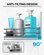 Nieifi Adhesive Corner Shower Caddy Shelf Basket Rack with Hooks, Rust Proof Stainless Steel Bathroom Shelf Shampoo Holder No Drilling (Gray)
