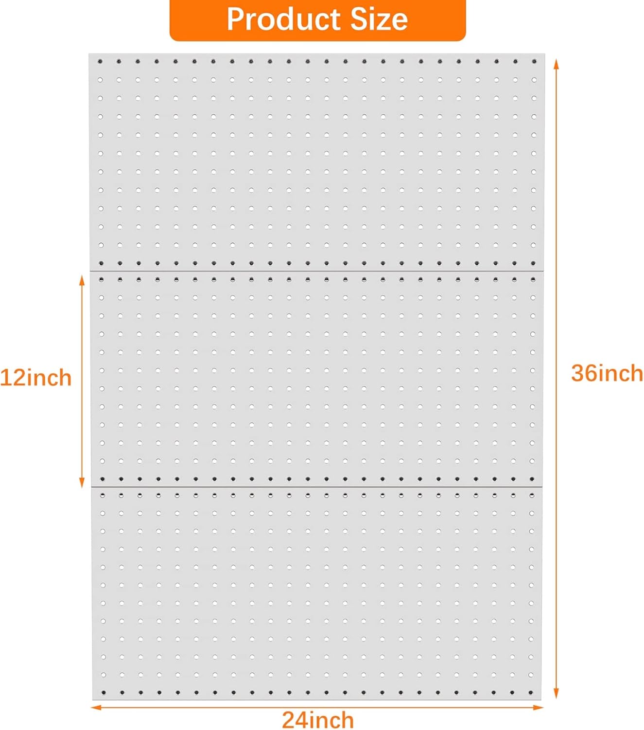 TORACK 3 PCS Metal Pegboard Panels(12x24 inch) for Wall Garage Utility Tools Storage Pegboard for Workbench, Modular Peg Board Tool Organizer Boards(Pack of 3, Grey)