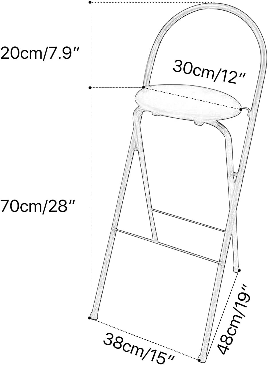 Modern Breakfast Bar Stools Foldable Stool Wooden Round Seat Folding Stool wi...