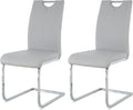 Goujxcy Dining Chairs Set of 2, Modern High Back Kitchen Chairs with Metal Legs and Faux Leather Padded Seat Upholstered Dining Chairs for Dining & Kitchen,Living Room (Light Gray&Silver, Set of 2)