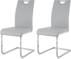 Goujxcy Dining Chairs Set of 2, Modern High Back Kitchen Chairs with Metal Legs and Faux Leather Padded Seat Upholstered Dining Chairs for Dining & Kitchen,Living Room (Light Gray&Silver, Set of 2)