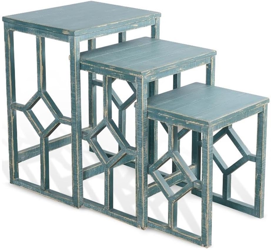 Sunny Designs Marina Sea Grass Solid Wood and Veneers Nesting Table