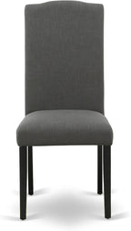East West Furniture LGEN7-BLK-20 7 Piece Kitchen Table Set Consist of a Rectangle Dining Table with Butterfly Leaf and 6 Dark Gotham Linen Fabric Parson Chairs, 42x84 Inch, Black