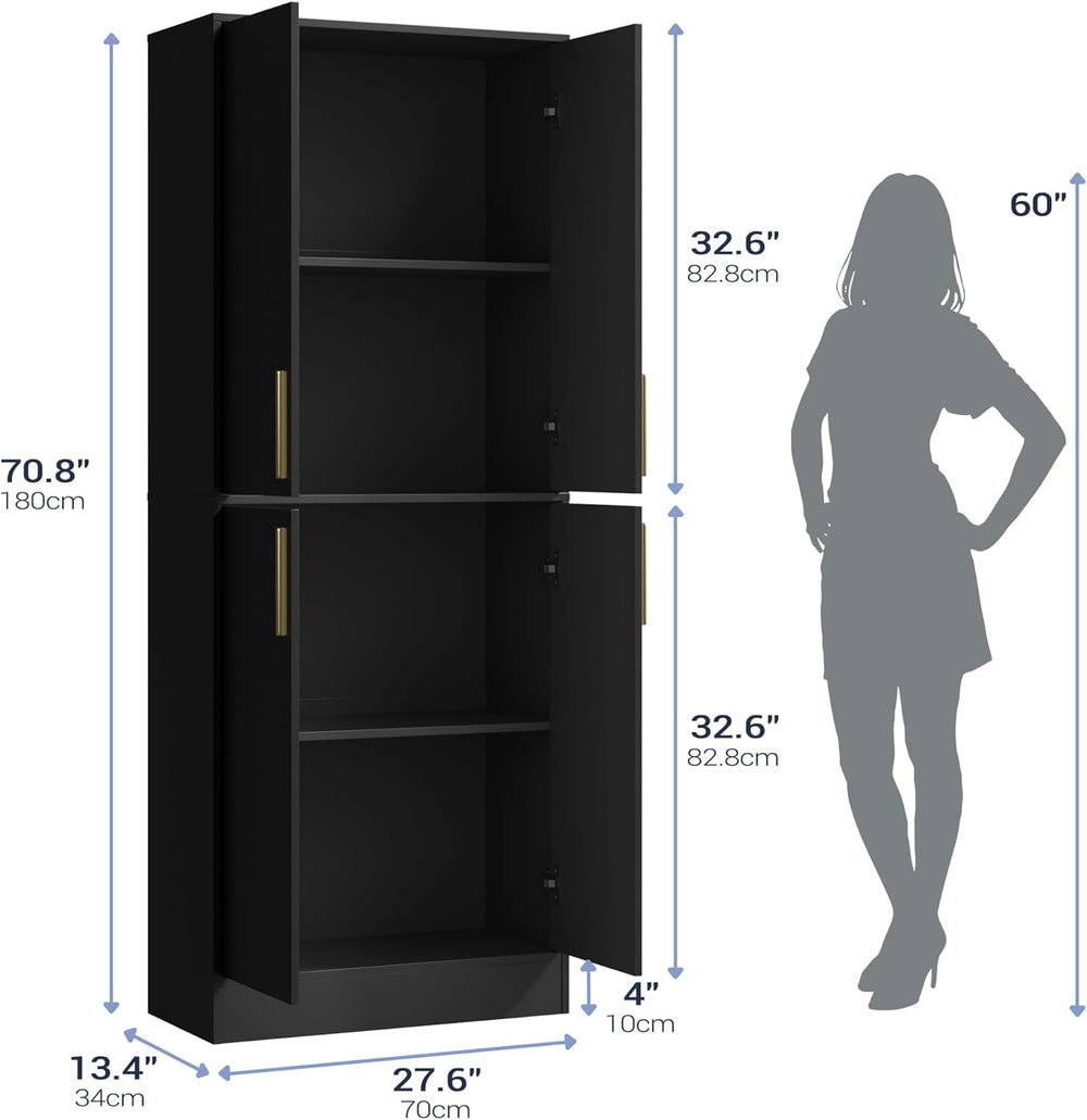 Housoul 71" Tall Pantry Cabinet, 4 Doors Kitchen Pantry Storage Cabinet,...