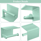 Tindbea Toilet Paper Holder with Phone Shelf, Adhesive or Screw Wall Mount Toilet Tissue Roll Holder, Rustproof & Multifunctional Stainless Steel Bathroom Storage Dispenser (Mint Green)