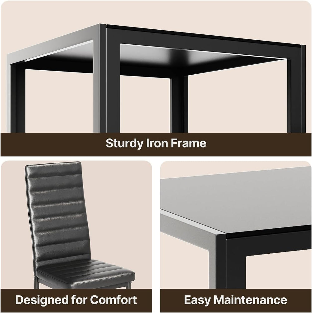 Gizoon 3 Piece Glass Dining Table Set, Kitchen Table and Chairs Set for 2