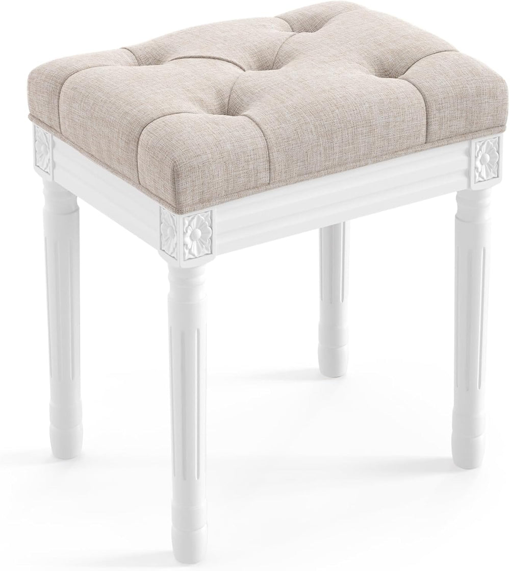 LUE BONA Upholstered Fabric Vanity Bench Seat, Makeup Stools for Vanity, Squa...