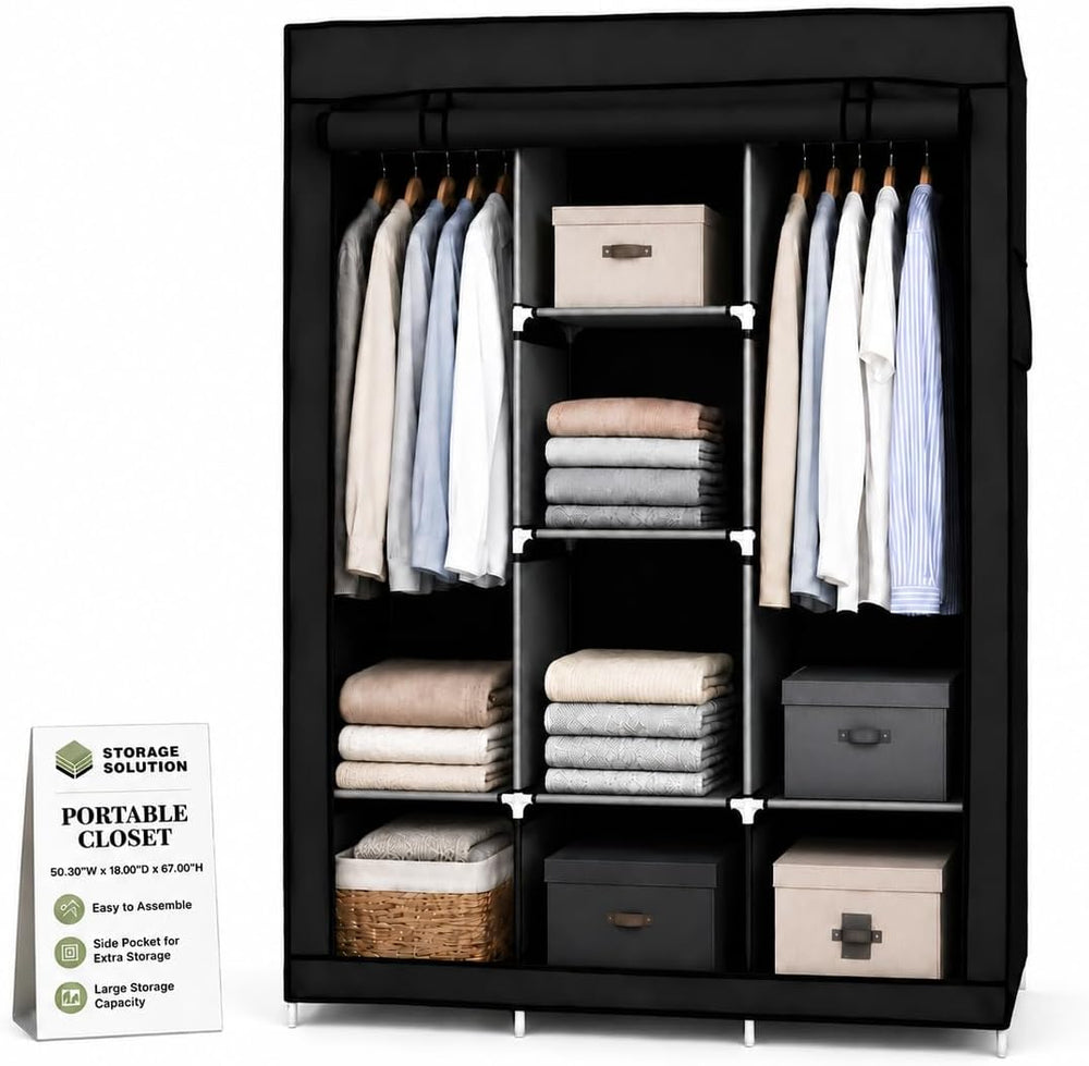American Dream Heavy Duty Storage Closet, Black, 50.3" W x 18" D x ...
