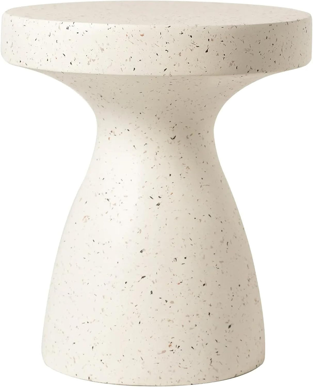 LeisureMod Wisp 16" Modern Wide Round Fiberstone Hourglass Design Side T...