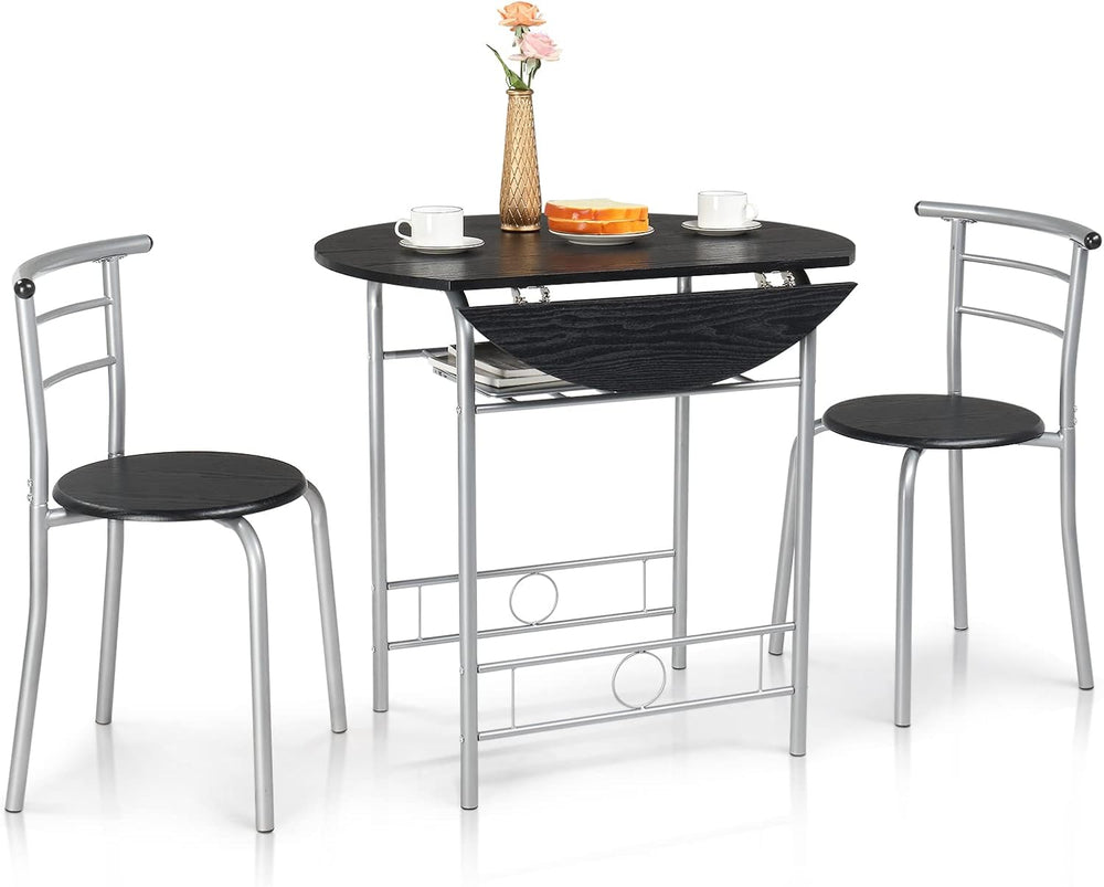 VINGLI 31.5" Drop Leaf Dining Table Set for 2, 3 Pieces Dining Table wit...
