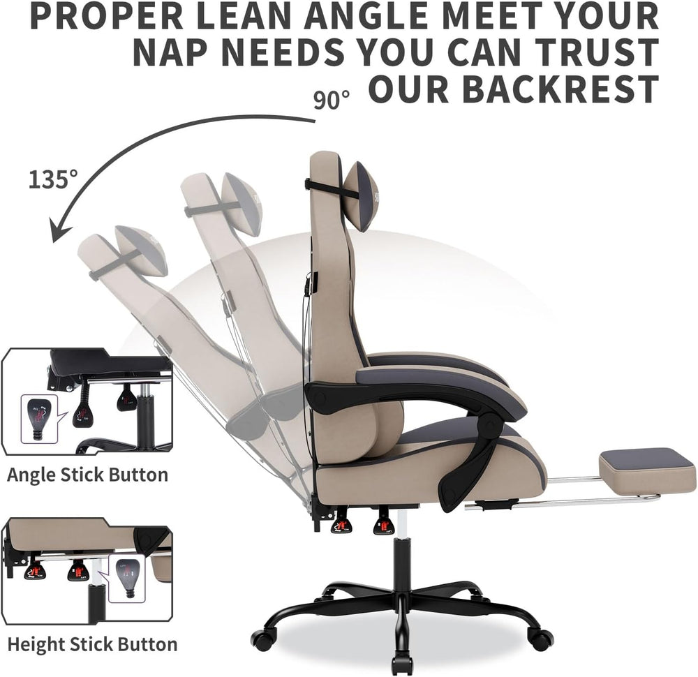Gaming Chair with Massage,Ergonomic PC Gaming Chair with Footrest Comfortable...