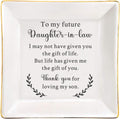 To My Future Daughter in Law Gifts, Daughter in Law Ceramic Ring Dish, Daughter in law Wedding Present from Mother In Law, Bonus Daughters Jewelry Holder for Birthday, Wedding, & Special Occasion