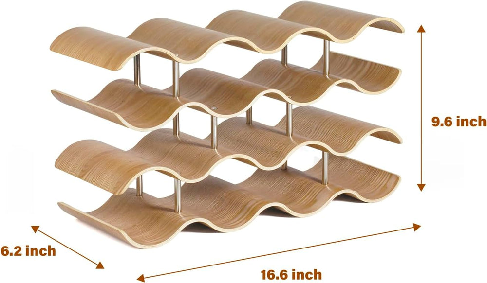 4-Tier Wine Rack Countertop, 14 Bottles Wooden Wine Holder Inserts for Cabine...
