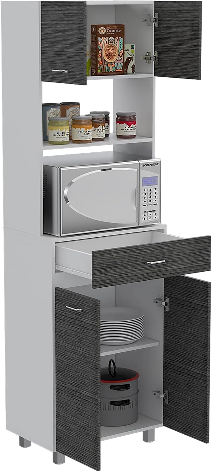 Microwave Cabinet Madison, Kitchen, White/Smokey Oak