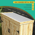 Wooden Garden Storage Shed with Waterproof Galvanized Roof and Lockable Door for Outdoor Tool and Toy Organization