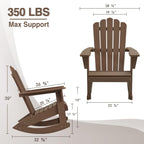 Adirondack Rocking Chair Set of 2, Brown | Eco-Friendly Wood-Style Outdoor Patio Rocker - Heavy Duty 350 lbs Capacity, All-Weather Recycled Plastic, Easy Assembly