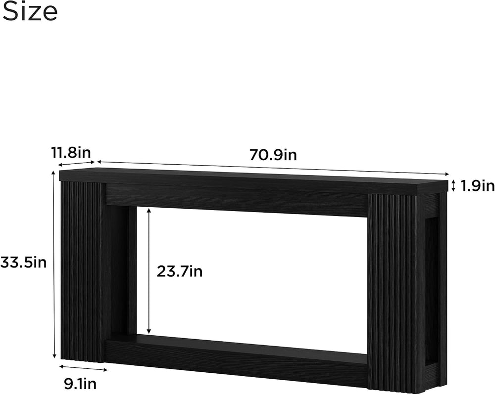 Maupvit Fluted Wooden Console Table with 2 Storage, 71 Inches Rectangular Ent...