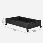 Under Bed Storage with Wheels, Wooden Under Bed Drawers On Wheels, Rolling Under Bed Shoe Storage, Space Saving, Black,50L