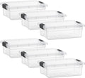 Superio Clear Storage Boxes with Lids, 1.27 Quart Plastic Container Bins for Organizing, Stackable Crates, BPA Free, Non Toxic, Odor Free, Organizers for Home, Office and Dorm, 6 Pack