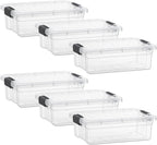 Superio Clear Storage Boxes with Lids, 2.3 Quart Plastic Container Bins for Organizing, Stackable Crates, BPA Free, Non Toxic, Odor Free, Organizers for Home, Office and Dorm, 6 Pack