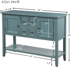 Merax Wood Farmhouse Buffet Table with Storage Shelf, 2 Drawers and Cabinets Buffet Coffee Bar Cabinet for Living Room Dinning Room Kitchen (Dark Blue)