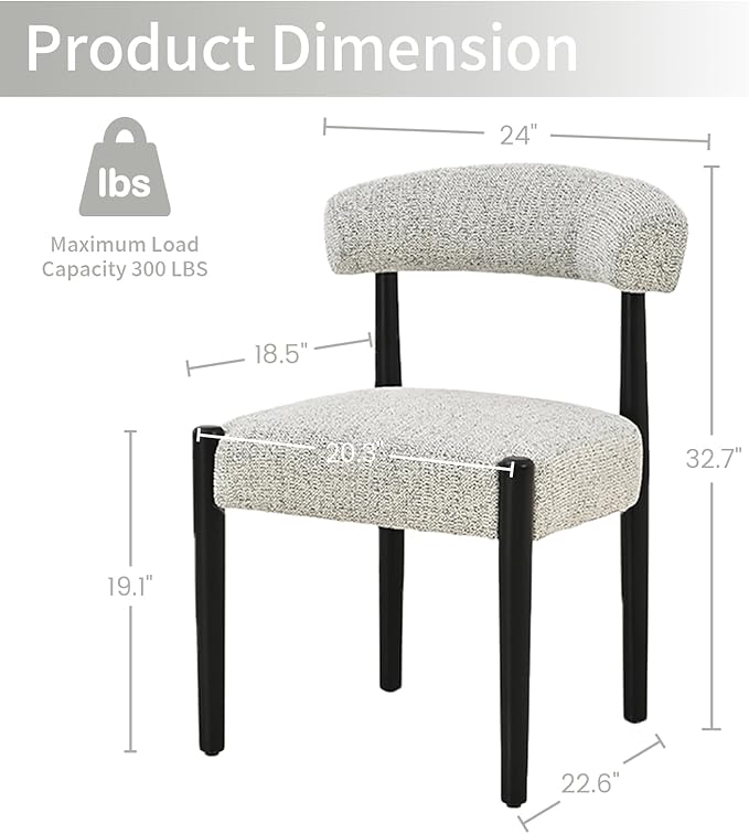 VKNOW Wooden Dining Chairs Set of 4, Modern Upholstered Dining Room Chairs wi...