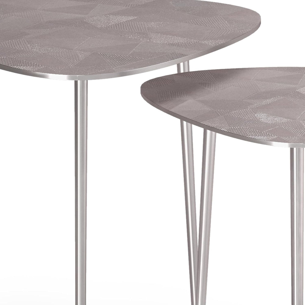 2-Piece Metal Nesting Table - Nickel with Gray, Iron, 19.7 x 19.7 x 21.7 | Ha...